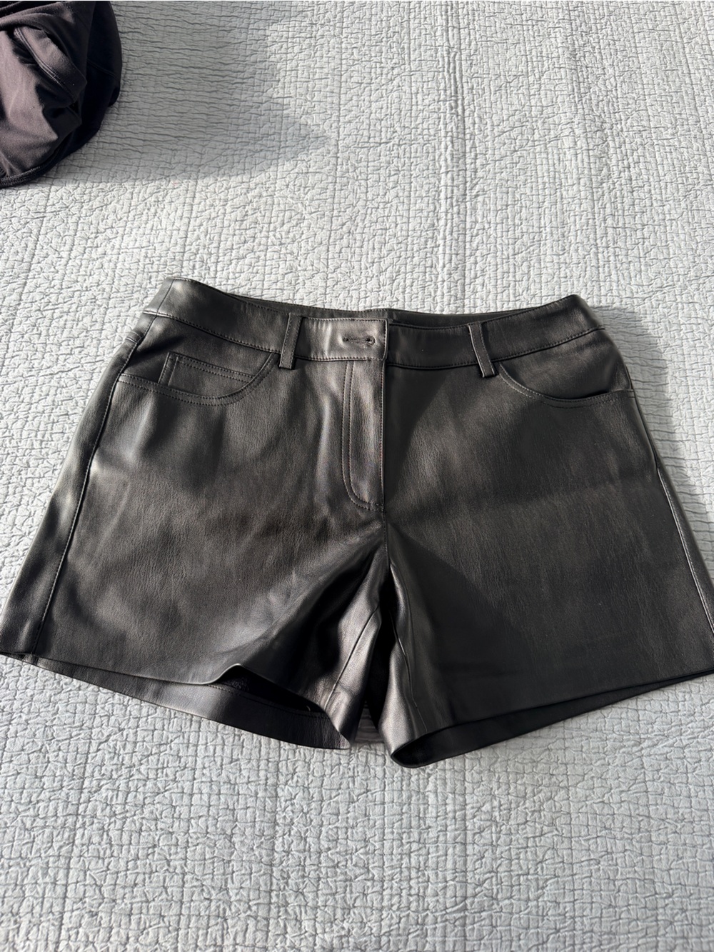 Mango Black Faux Leather Skirt with Snap Detail